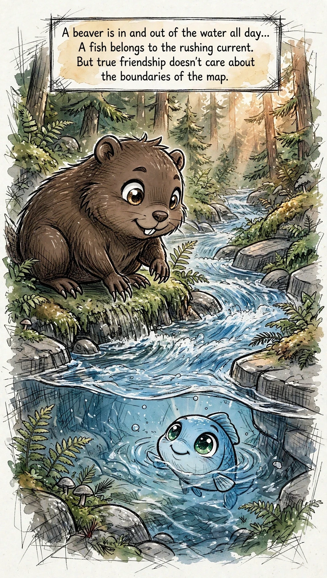 Chewy and Divey at the riverbank.